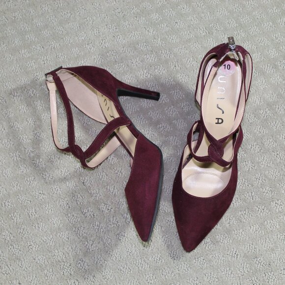 Unisa Women's Sz 10M Maroon Suede 3.5" Heels - Picture 1 of 6